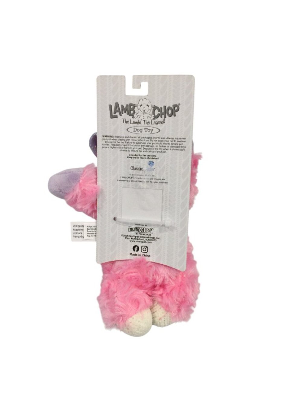Lamb Chop Halloween Pink Silver Metallic Witch Hat 7" Dog Toy Squeak - Picture 4 of 5